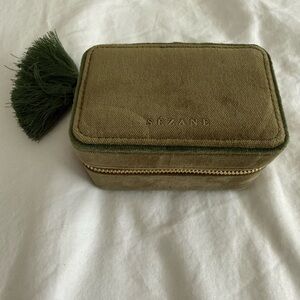 Sézane Olive Sage Green Velvet Jewelry Case with Tassel